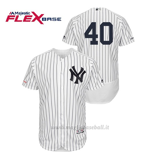 Maglia Baseball Uomo New York Yankees Luis Severino 150th Aniversario Patch Flex Base Bianco